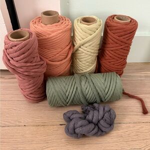 Colorful Macrame String Set Bundle - Rust, Blush, Coral, Light Green, Teal,